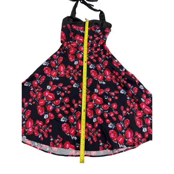 Dress Tells PinUp Swing Dress  Size S  Roses Retro Halter Rockabilly - Picture 3 of 7